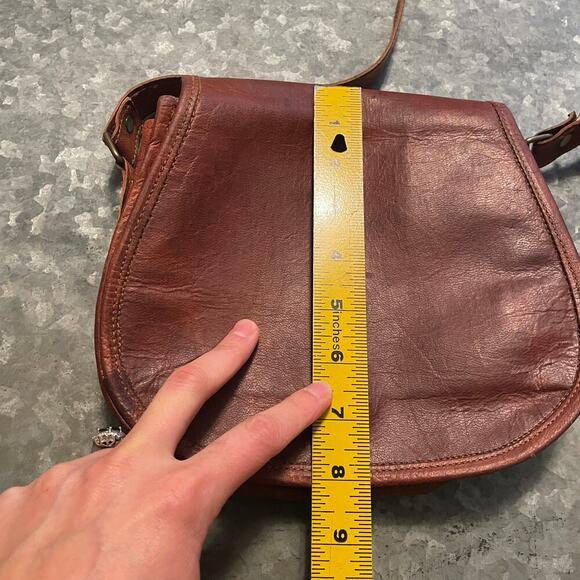 Vintage Brown Genuine Waxed Leather Crossbody Purse Shoulder Bag Handmade Retro - Picture 13 of 15
